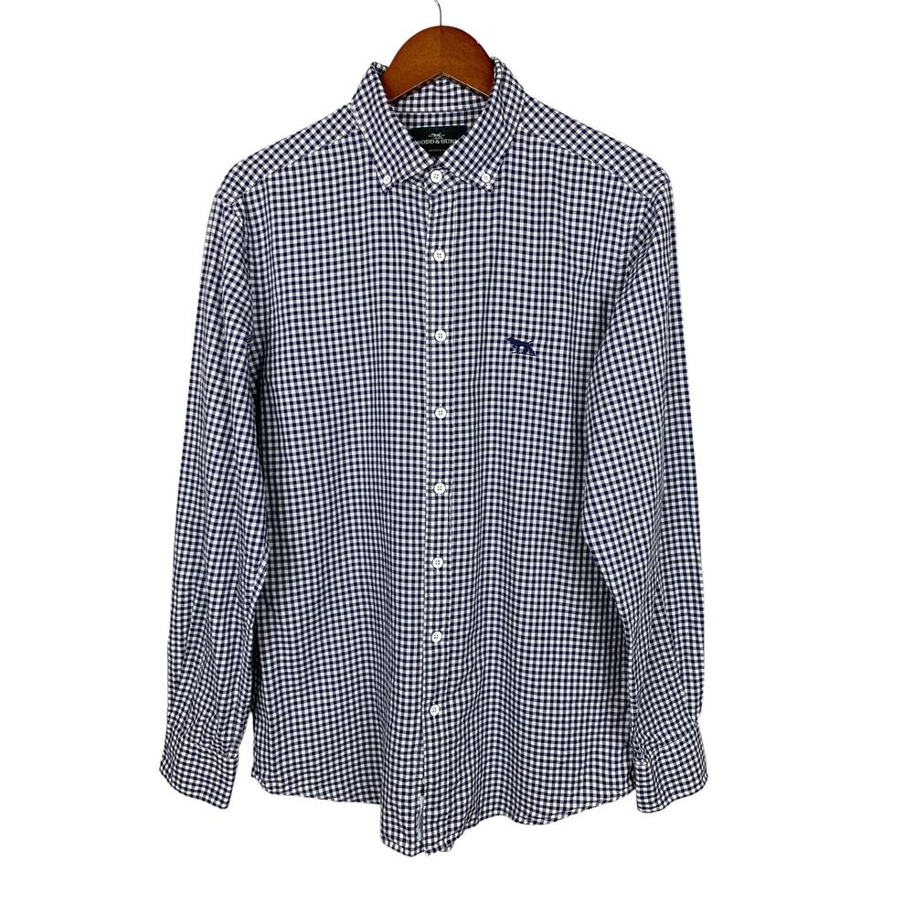 Rodd & Gunn Sports Fit Button Down Shirt Blue White Check Cotton Men's L